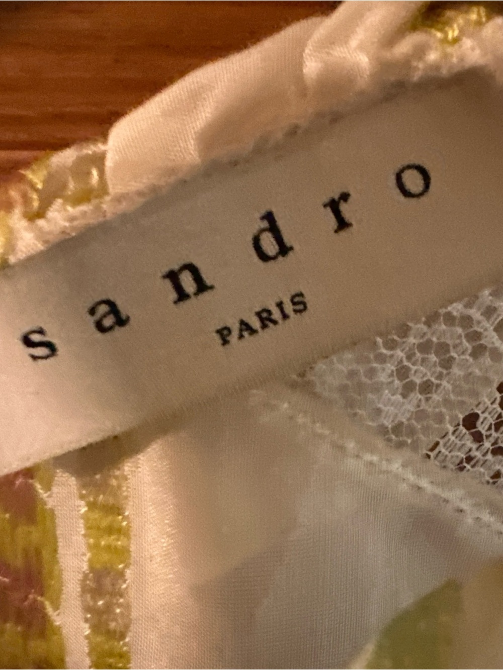 Sandro Paris Rosane Floral Stripe Ruffle-Neck Blouse - Cream size 2 - Picture 3 of 14